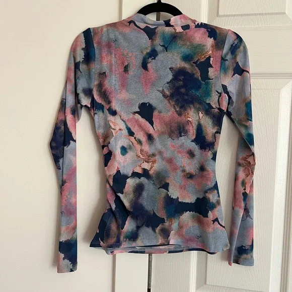 Rails Joelle Top Mock Neck Ruched Mesh Long Sleeve Top Medium Revolve - Picture 7 of 8